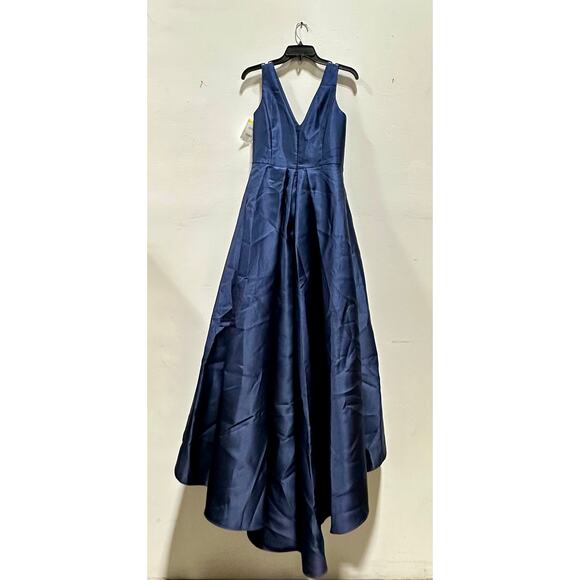 Alfred Sung Women Navy Sleeveless Satin Gown - Picture 3 of 7